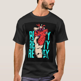 Black T Shirts with blue and red heart style