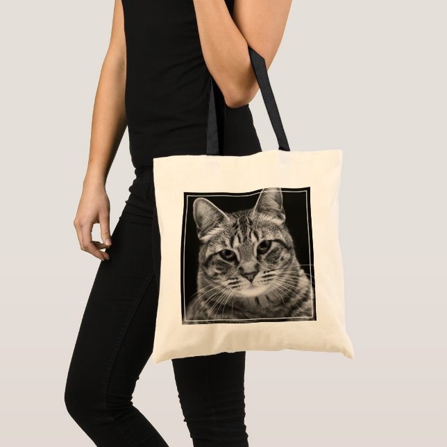 Black Tabby Kitten Tote Bag (Front (Product))
