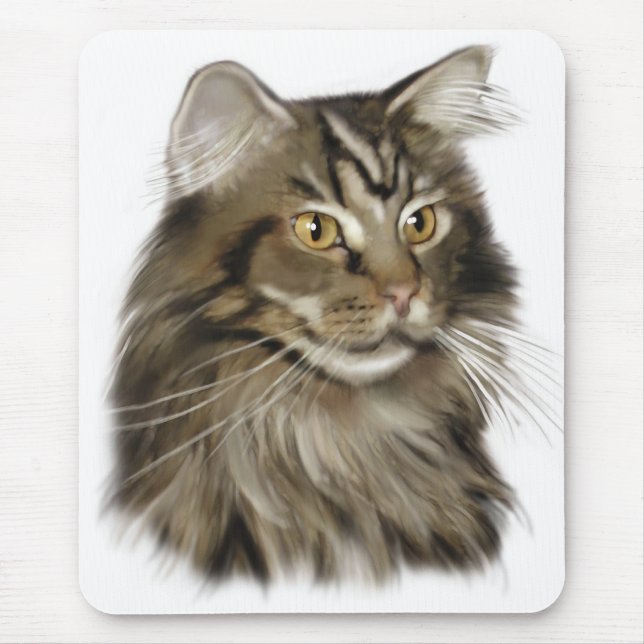 Black Tabby Maine Coon Cat Mouse Pad (Front)