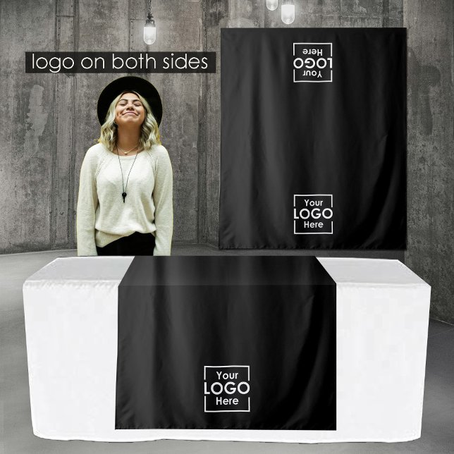 Black Table Runner Banner Business 2 Logos Events Tapestry (Black Table Runner Banner Business 2 Logos Events Tapestry)
