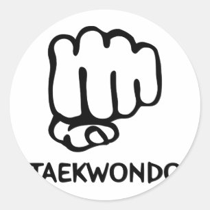 black taekwondo icon classic round sticker