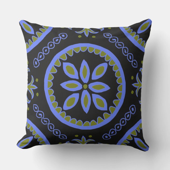 Black Talavera Tile Cushion (Front)