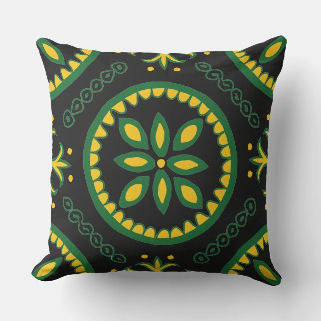 Black Talavera Tile Cushion (Front)