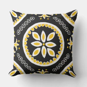 Black Talavera Tile Cushion