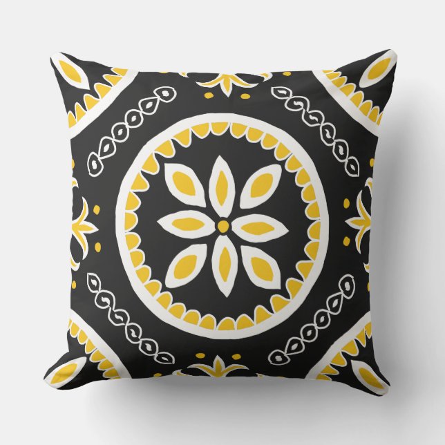 Black Talavera Tile Cushion (Front)