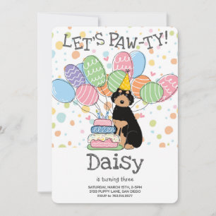 Black Tan Aussiedoodle Birthday Party Invitation
