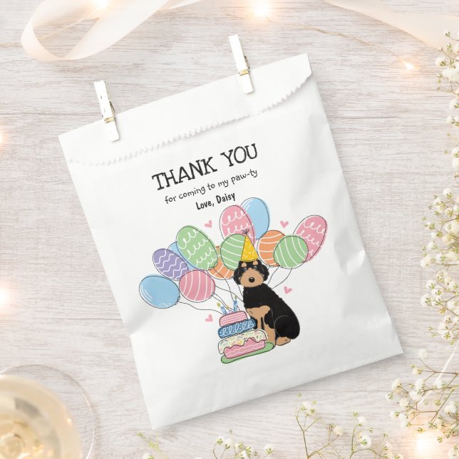 Black Tan Aussiedoodle Birthday Party Thank You Favour Bags (Clipped)