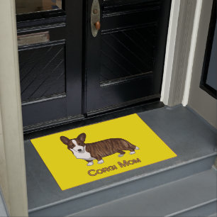 Black Tan Brindle Cardigan Welsh Corgi Mom Dog Lov Doormat
