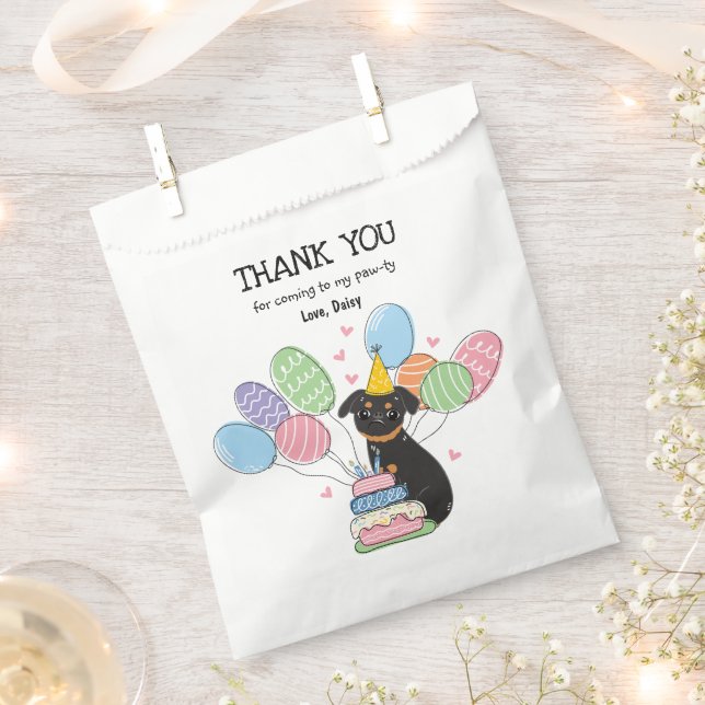 Black Tan Brussels Griffon Birthday Party Favour Bags (Clipped)