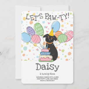 Black Tan Brussels Griffon Birthday Party Invitation