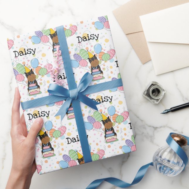 Black Tan Brussels Griffon Cropped Ears Birthday Wrapping Paper (Gifting)