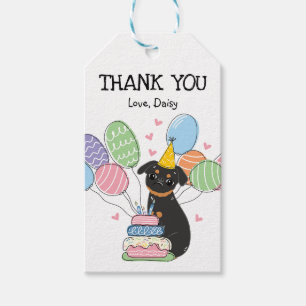 Black Tan Brussels Griffon Dog Birthday Favour Gift Tags