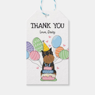 Black Tan Brussels Griffon Dog Birthday Favour Gift Tags