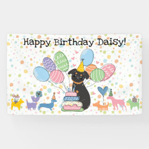 Black Tan Brussels Griffon Dog Birthday Party Banner