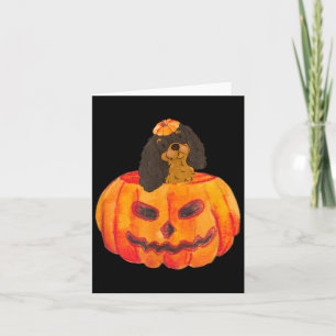 Black Tan Cavalier Dog Happy Halloween Pumpkin Card