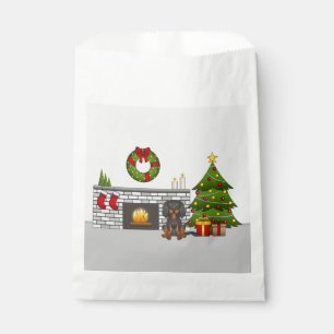 Black & Tan Cavalier In A Festive Christmas Room Favour Bags