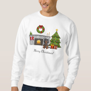 Black & Tan Cavalier In Festive Christmas Room Sweatshirt