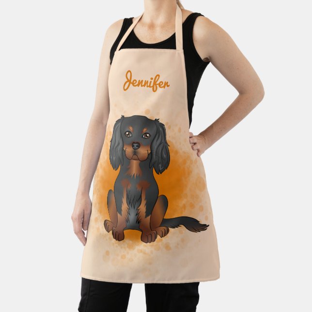 Black & Tan Cavalier King Charles Dog On Orange Ap Apron (Insitu)