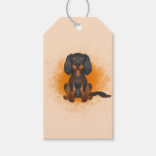 Black & Tan Cavalier King Charles Dog On Orange Gift Tags