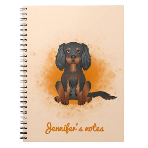 Black & Tan Cavalier King Charles Dog On Orange Notebook
