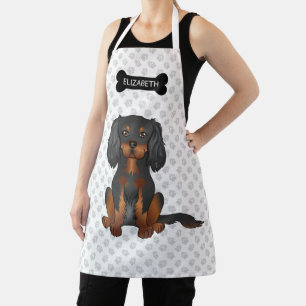 Black & Tan Cavalier King Charles Spaniel & Name Apron