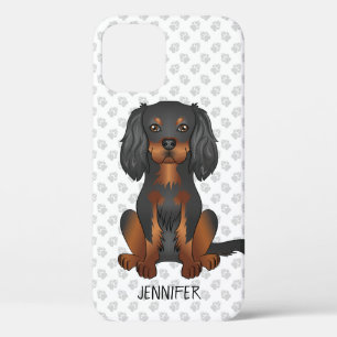 Black & Tan Cavalier King Charles Spaniel & Name iPhone 12 Case