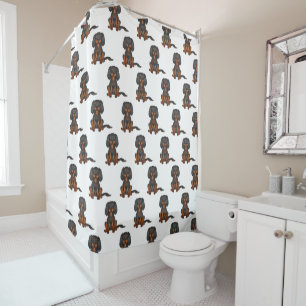 Black & Tan Cavalier King Charles Spaniel Pattern Shower Curtain