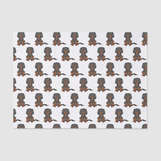 Black & Tan Cavalier King Charles Spaniel Pattern Tissue Paper (Front)