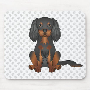 Black & Tan Cavalier King Charles Spaniel & Paws Mouse Pad