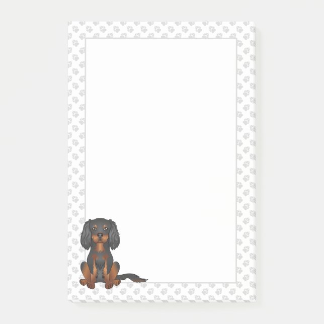 Black & Tan Cavalier King Charles Spaniel & Paws Post-it Notes (Front)
