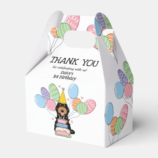 Black Tan Cockapoo Cavapoo Birthday Thank You Favour Box (Front Side)