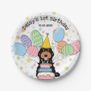 Black Tan Cockapoo Cavapoo Dog Birthday Paper Plate