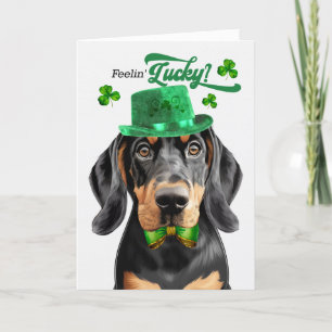 Black Tan Coonhound Dog Lucky St Patrick's Day Holiday Card