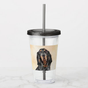 Black & Tan Coonhound Painting - Original Dog Art Acrylic Tumbler