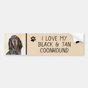 Black & Tan Coonhound Painting - Original Dog Art Bumper Sticker
