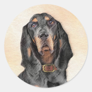 Black & Tan Coonhound Painting - Original Dog Art Classic Round Sticker