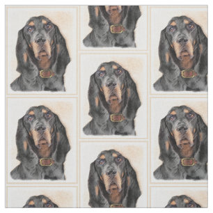 Black & Tan Coonhound Painting - Original Dog Art Fabric