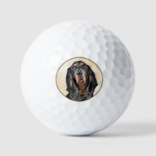 Black & Tan Coonhound Painting - Original Dog Art Golf Balls