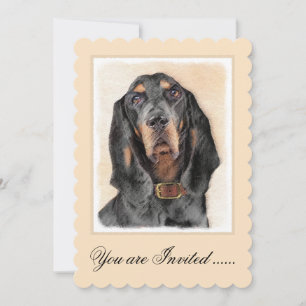 Black & Tan Coonhound Painting - Original Dog Art Invitation