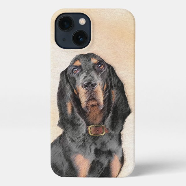 Black & Tan Coonhound Painting - Original Dog Art iPhone Case (Back)