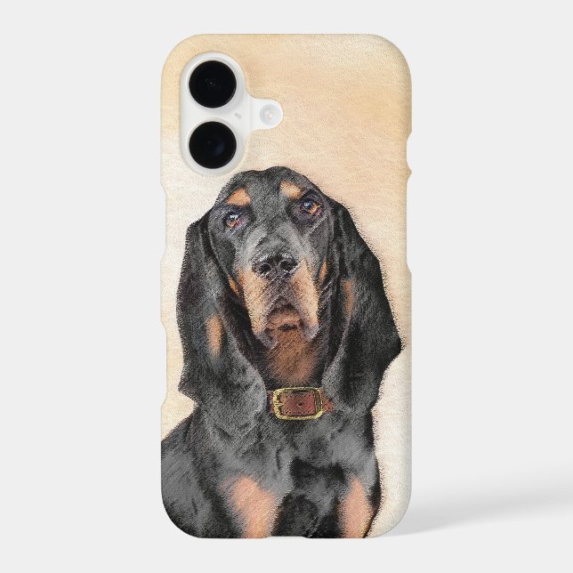 Black & Tan Coonhound Painting - Original Dog Art iPhone Case (Back)