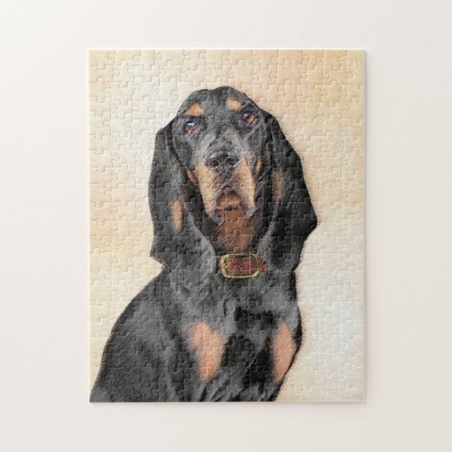 Black & Tan Coonhound Painting - Original Dog Art Jigsaw Puzzle (Vertical)