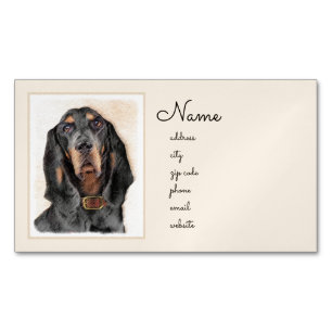 Black & Tan Coonhound Painting - Original Dog Art Magnetic Business Card
