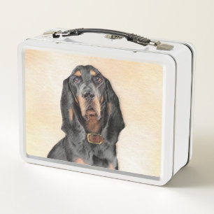 Black & Tan Coonhound Painting - Original Dog Art Metal Lunch Box