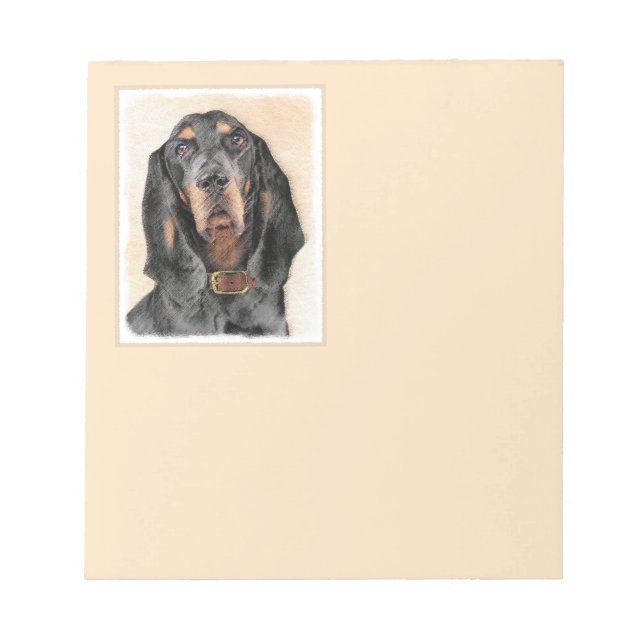 Black & Tan Coonhound Painting - Original Dog Art Notepad (Front)