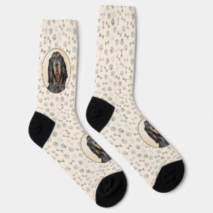 Black & Tan Coonhound Painting - Original Dog Art Socks