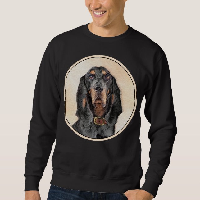 Black & Tan Coonhound Painting - Original Dog Art Sweatshirt (Front)