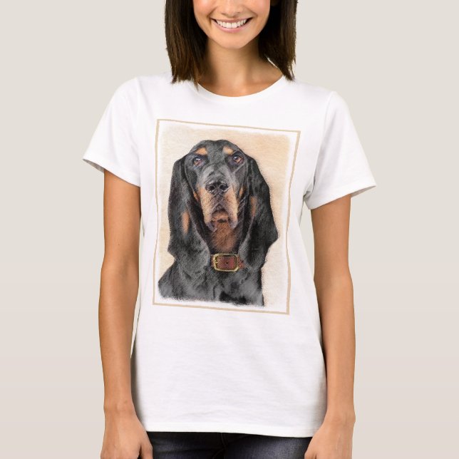 Black & Tan Coonhound Painting - Original Dog Art T-Shirt (Front)