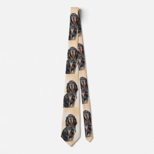 Black & Tan Coonhound Painting - Original Dog Art Tie