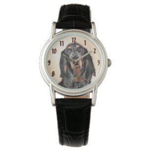 Black & Tan Coonhound Painting - Original Dog Art Watch